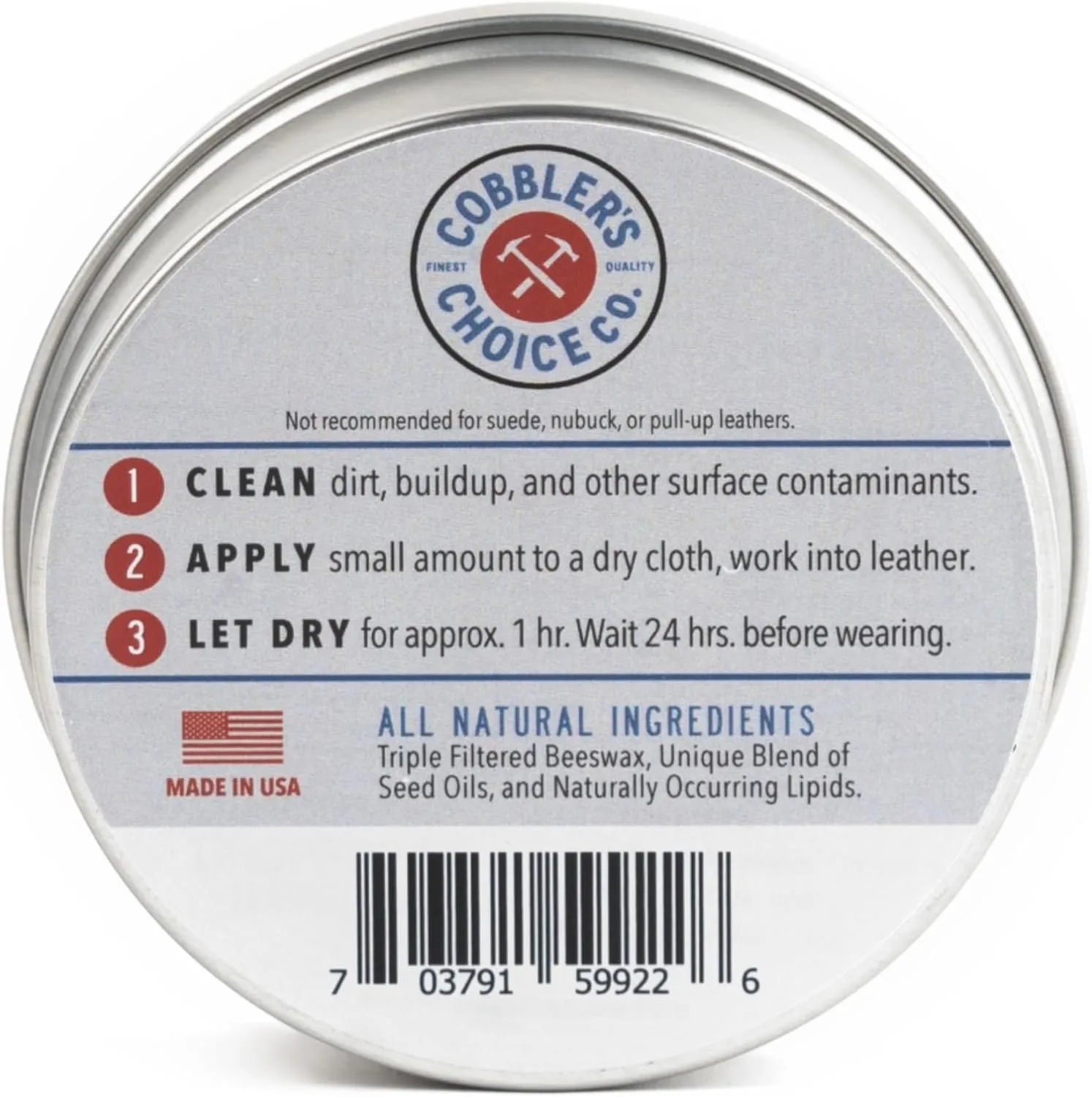 Cobbler's Choice Co. Finest Quality All Natural Leather Cream - Made with Triple Filtered BeesWax