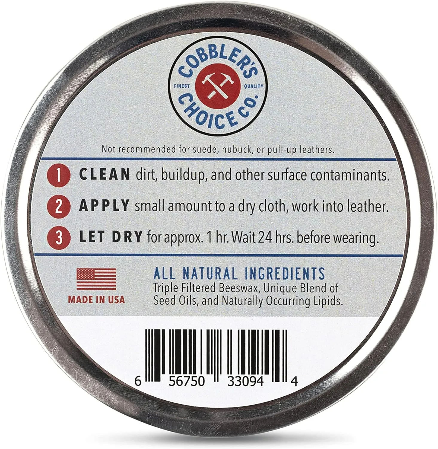 Cobbler's Choice Co. Finest Quality All Natural Leather Cream - Made with Triple Filtered BeesWax