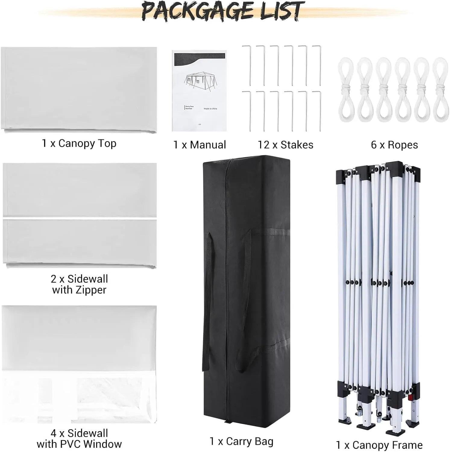 COBIZI 10x20 Pop up Canopy Tent with 6 Sidewalls, Waterproof Portable Outdoor Canopy 10x20 Ez up Instant Shelter Tent for Parties, Wedding, Backyard, Carport with Carry Bag, Stakes, Ropes, White