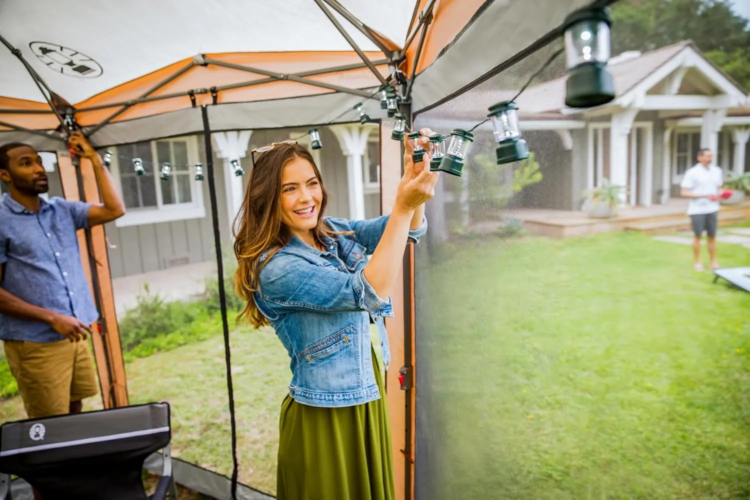 Coleman Back Home Screen Canopy Tent with Instant Setup Outdoor Gazebo for Bug-Free Lounging Shelter Fits Over Picnic Tables for Parties Events Tailgating Picnics & More