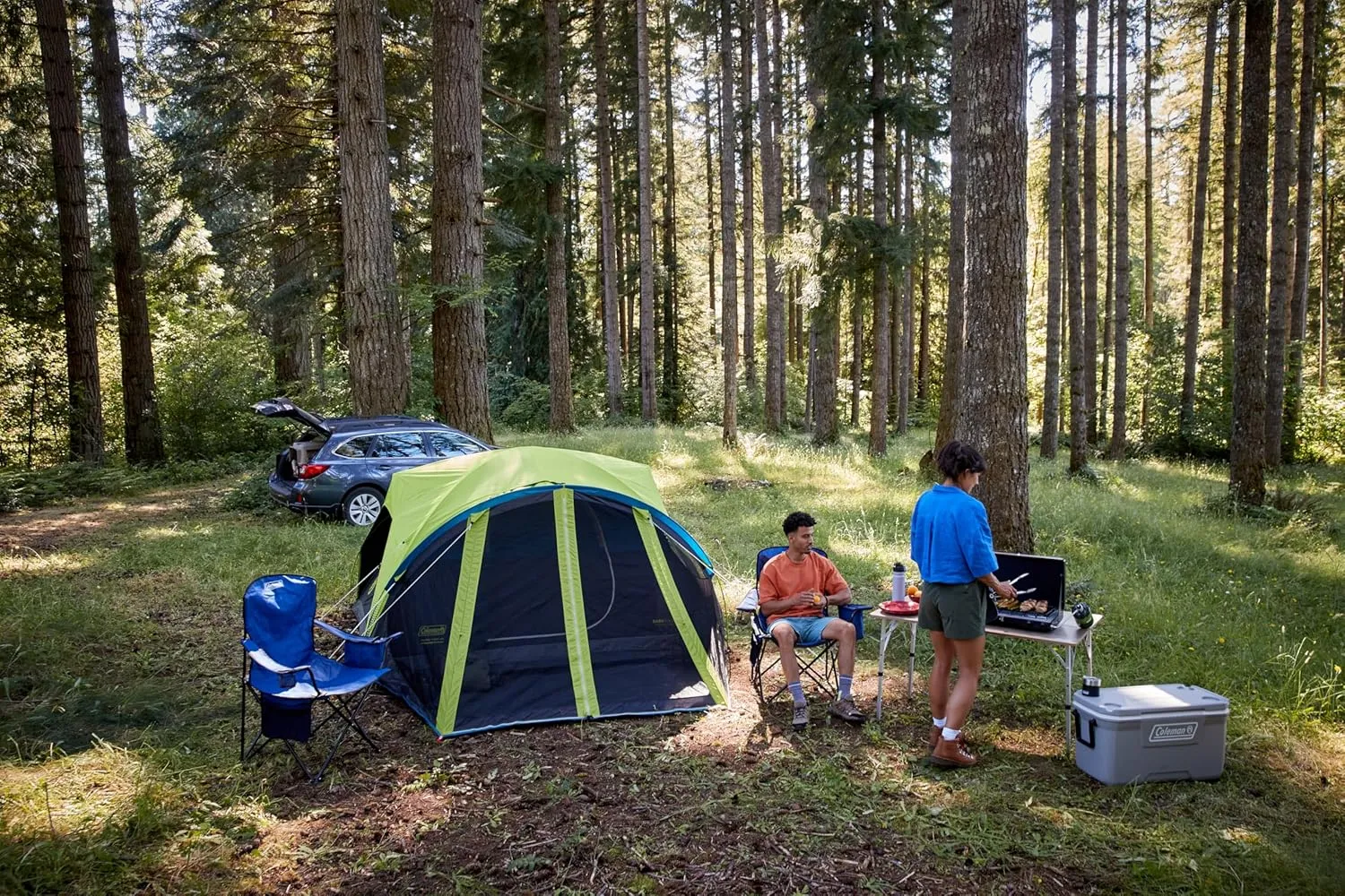 Coleman Carlsbad Dark Room Tent with Screened Porch, 4/6 Person Tent Blocks 90% of Sunlight to Keep Inside Cool, Weatherproof Tent with Easy Setup, Made of PFAS-Free Materials