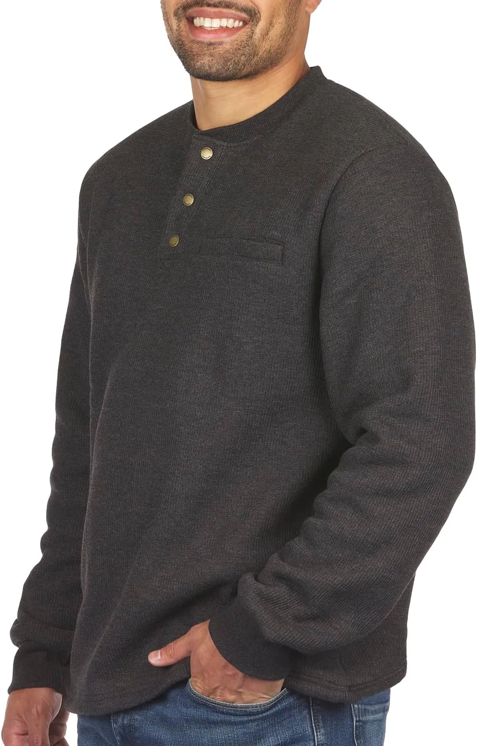 Coleman Long-Sleeve Sherpa Lined Waffle Henley Shirts for Men
