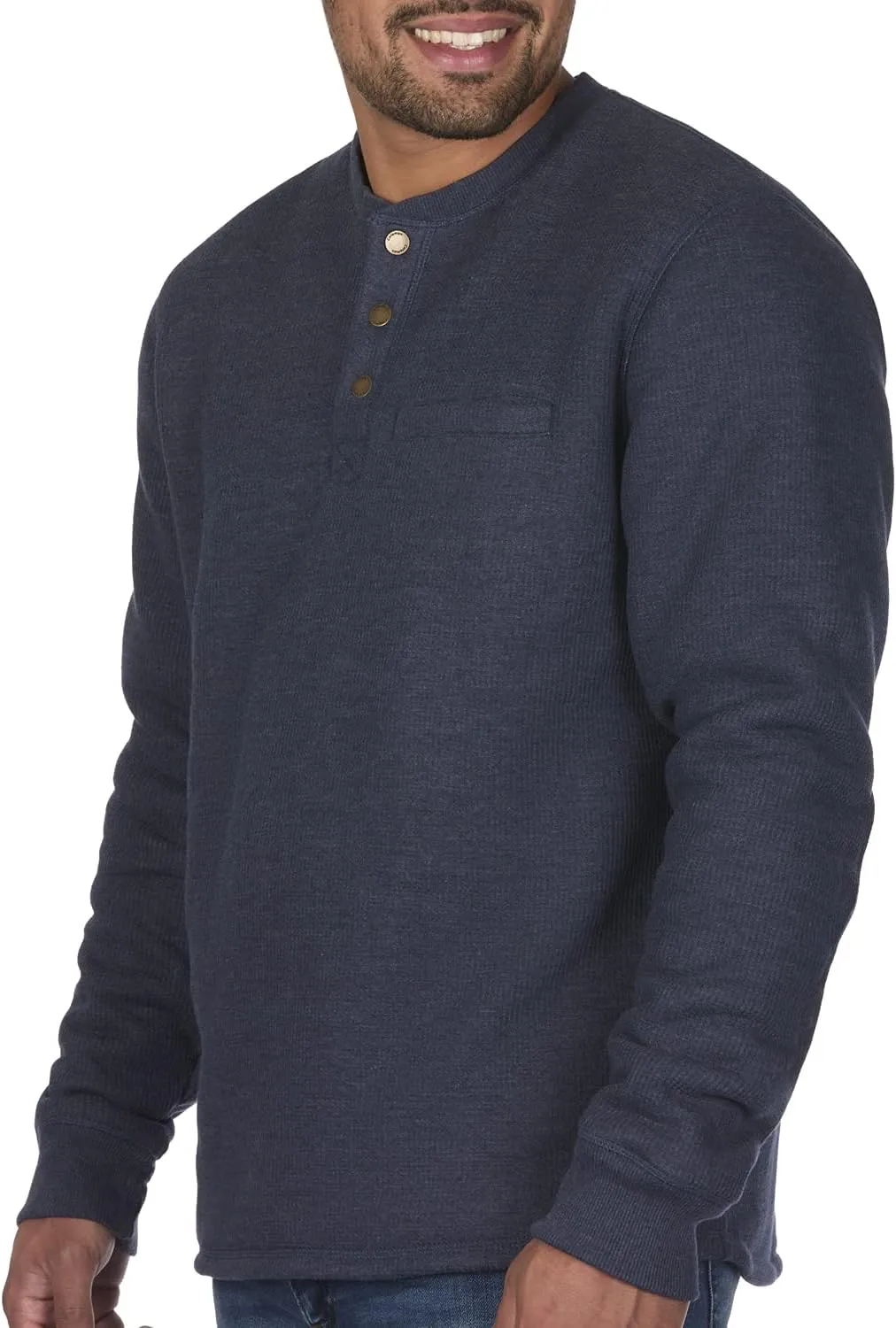 Coleman Long-Sleeve Sherpa Lined Waffle Henley Shirts for Men