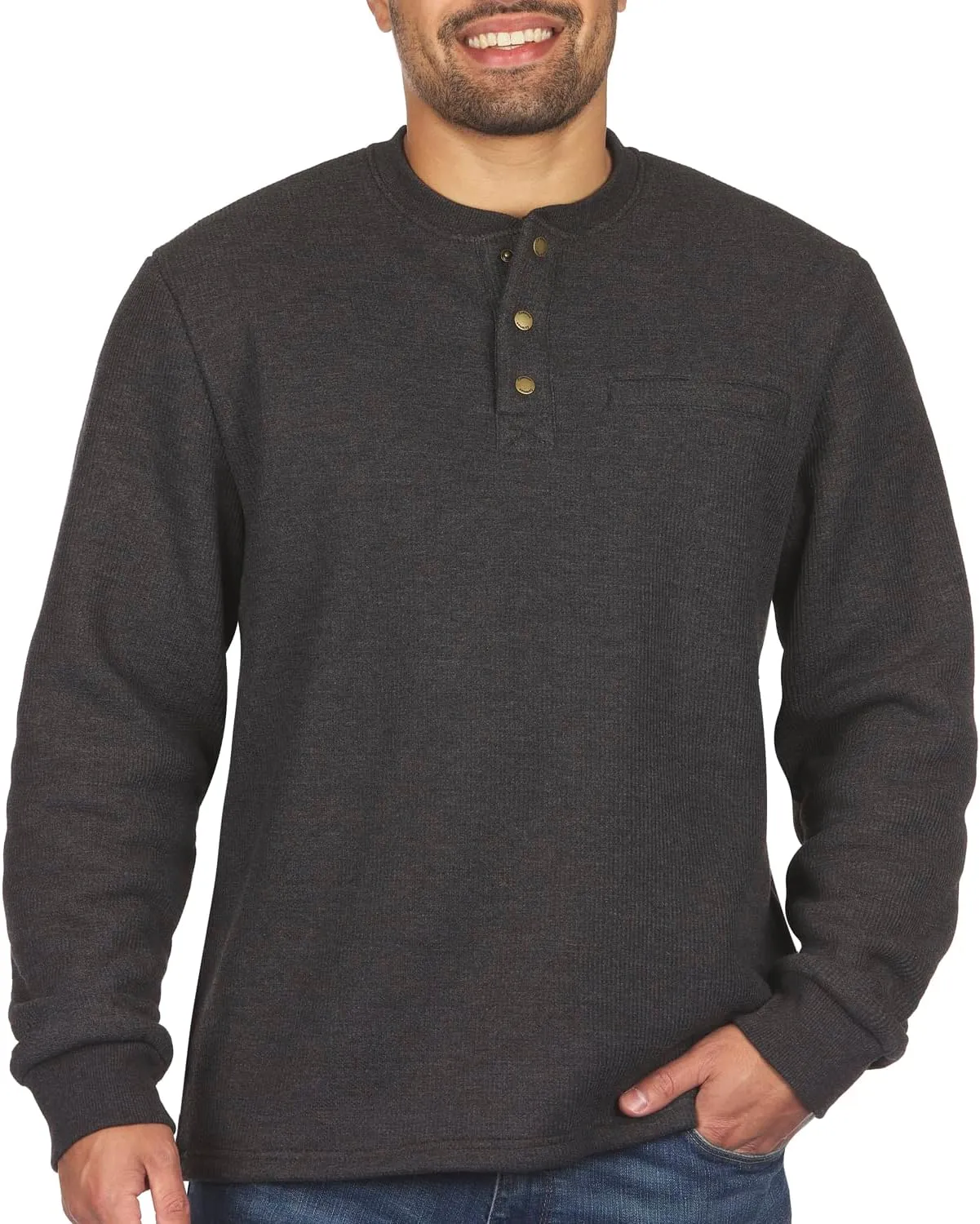 Coleman Long-Sleeve Sherpa Lined Waffle Henley Shirts for Men