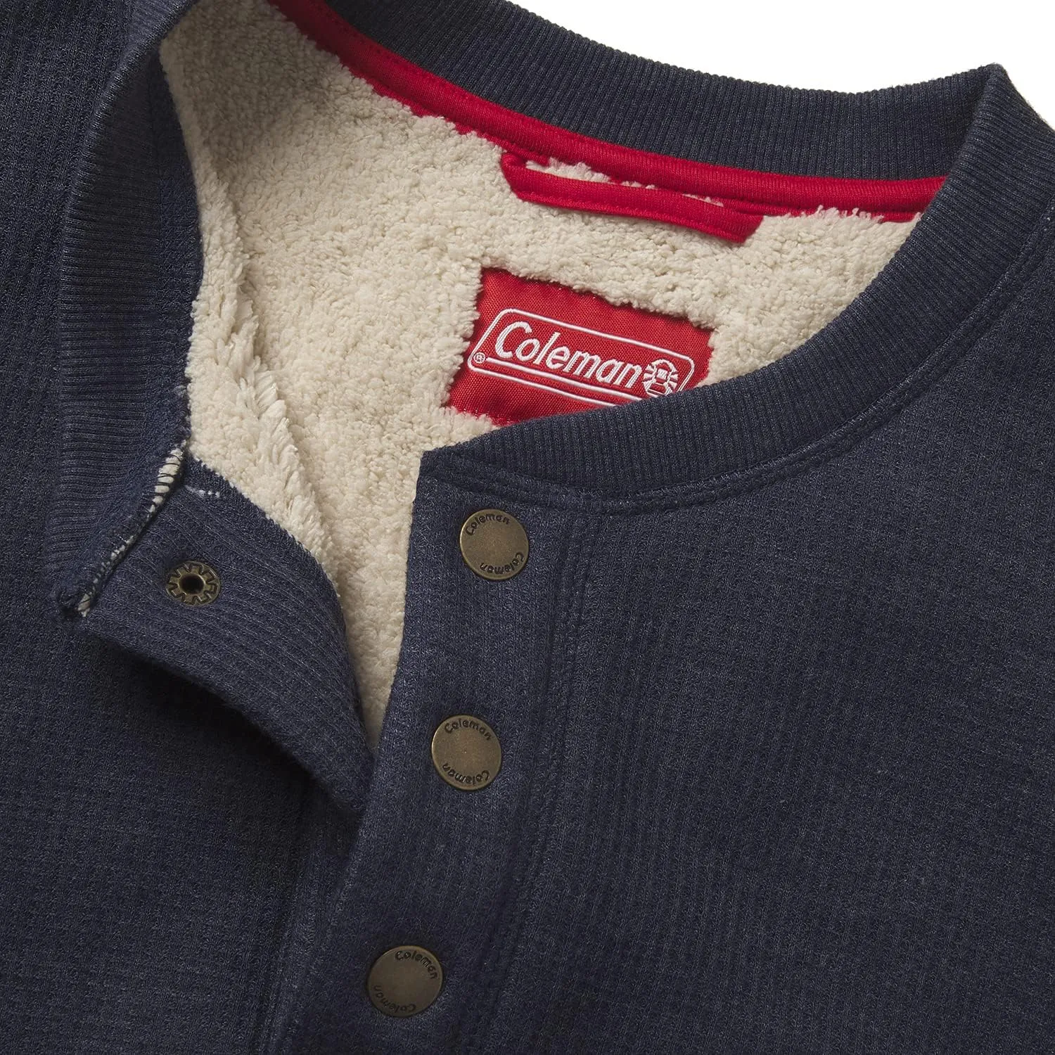 Coleman Long-Sleeve Sherpa Lined Waffle Henley Shirts for Men