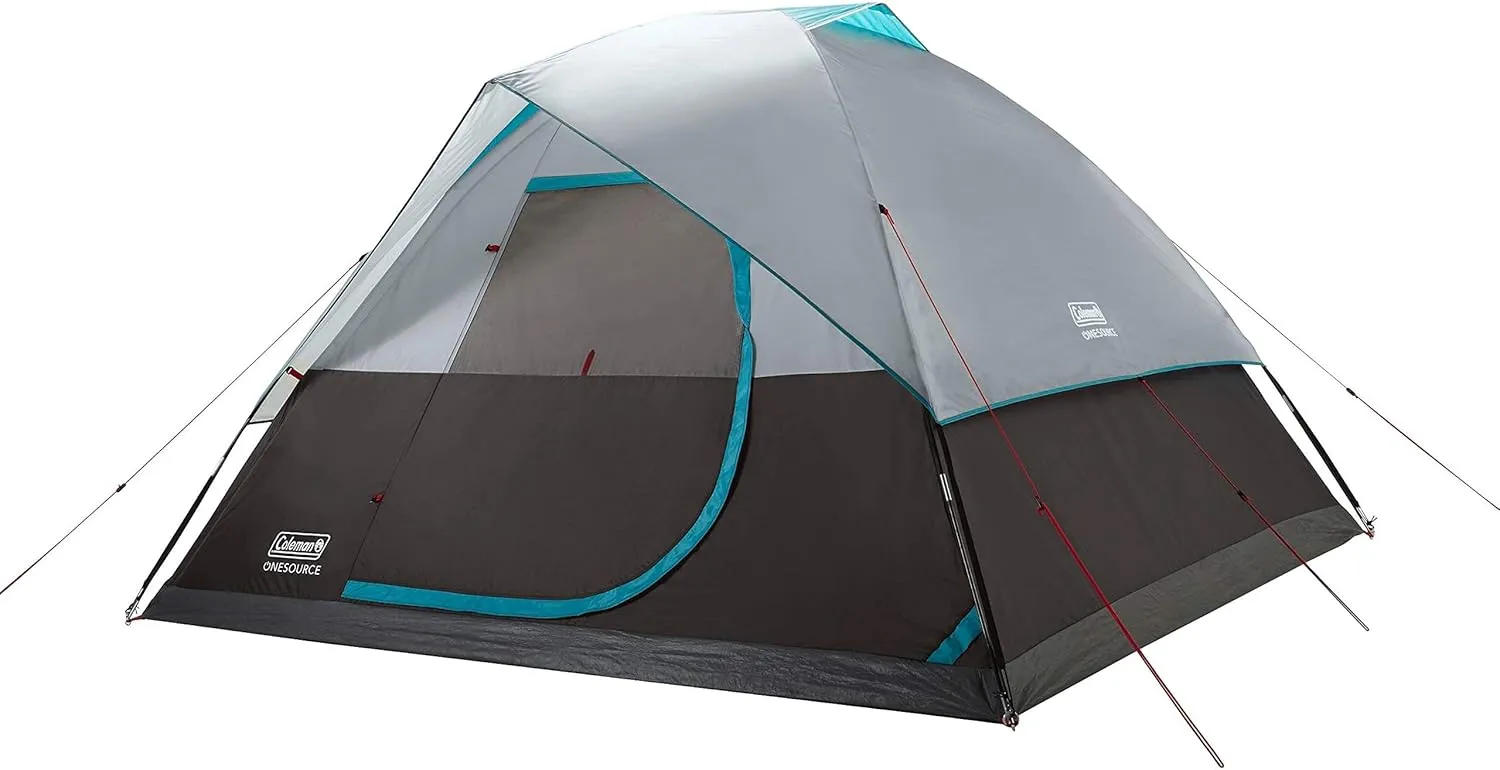 Coleman OneSource Rechargeable 4/6 Person Camping Tent with Airflow System & LED Lighting, Includes Rainfly, Tent Fan, Lights, and Interchangeable Battery Pack, Easy Setup Tent for Camping