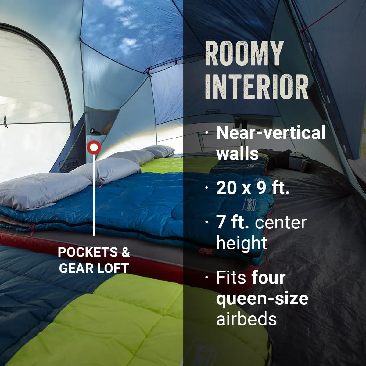 Coleman Skydome XL Large Family Tent Weatherproof 8/12 Person Tent Sets Up in 5 Mins Rainfly & Carry Bag Included Made of PFAS-Free Materials