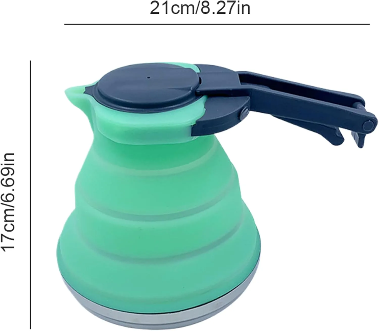 Collapsible Kettle 51 Oz Foldable Kettle Silicone with Handle Camping Coffee Pot Portable Camping Kettles for Boiling Water for Hiking Travel & Outdoors Collapsible Tea TravelC