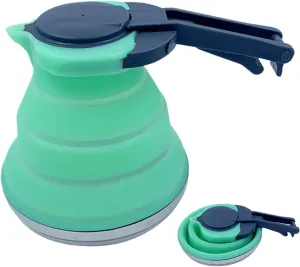 Collapsible Kettle 51 Oz Foldable Kettle Silicone with Handle Camping Coffee Pot Portable Camping Kettles for Boiling Water for Hiking Travel & Outdoors Collapsible Tea TravelC