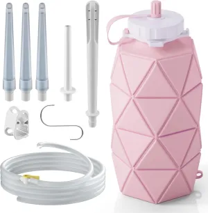 Collapsible Silicone Enema Bag Bottle Kit 1.2 L Capacity Enema Bottle, 5.2ft Enama Hose, 5 Enima Nozzles, Controllable Flow Valve Coffee Enema kit for Colon Cleanse
