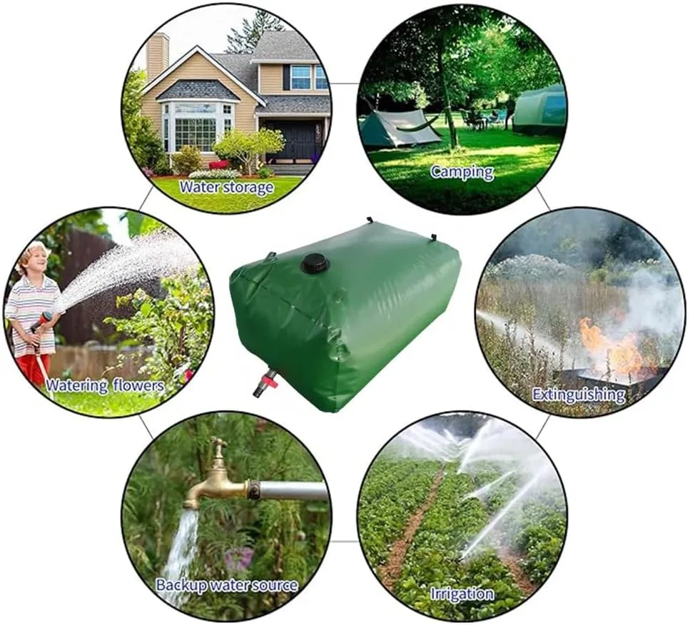 Collapsible Water Bladder Tanks, Large-Capacity Water Storage Container Portable Emergency Water Storage Tank for Drought Resistance Fire Protection Agricultural Irrigation(Size:5000L/2.5x2x1m)