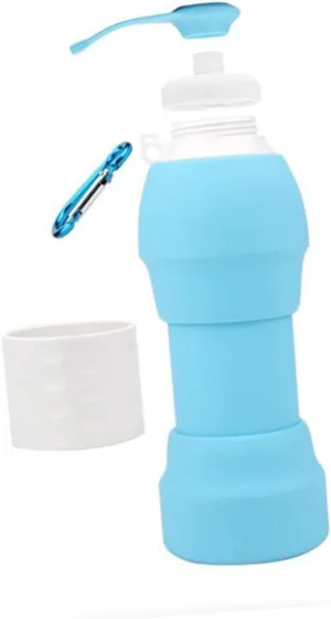Collapsible Water Bottle Expandable Kettle 20oz Leakproof Silicone Flask Foldable Silicon Bottle Portable Reusable Travel Mug for Outdoor Activities