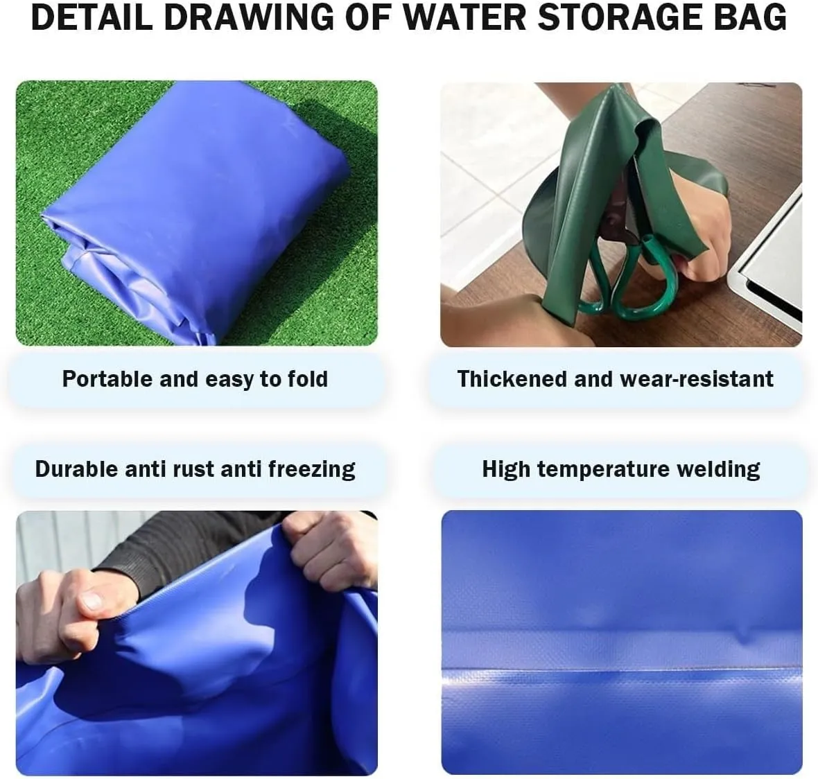 Collapsible Water Tank, High Capacity Portable Bladder for Emergency Storage, Durable & Leak-Proof Storage (Blue, 1 * 0.6 0.35m)(1 * 0.6 * 0.35m)