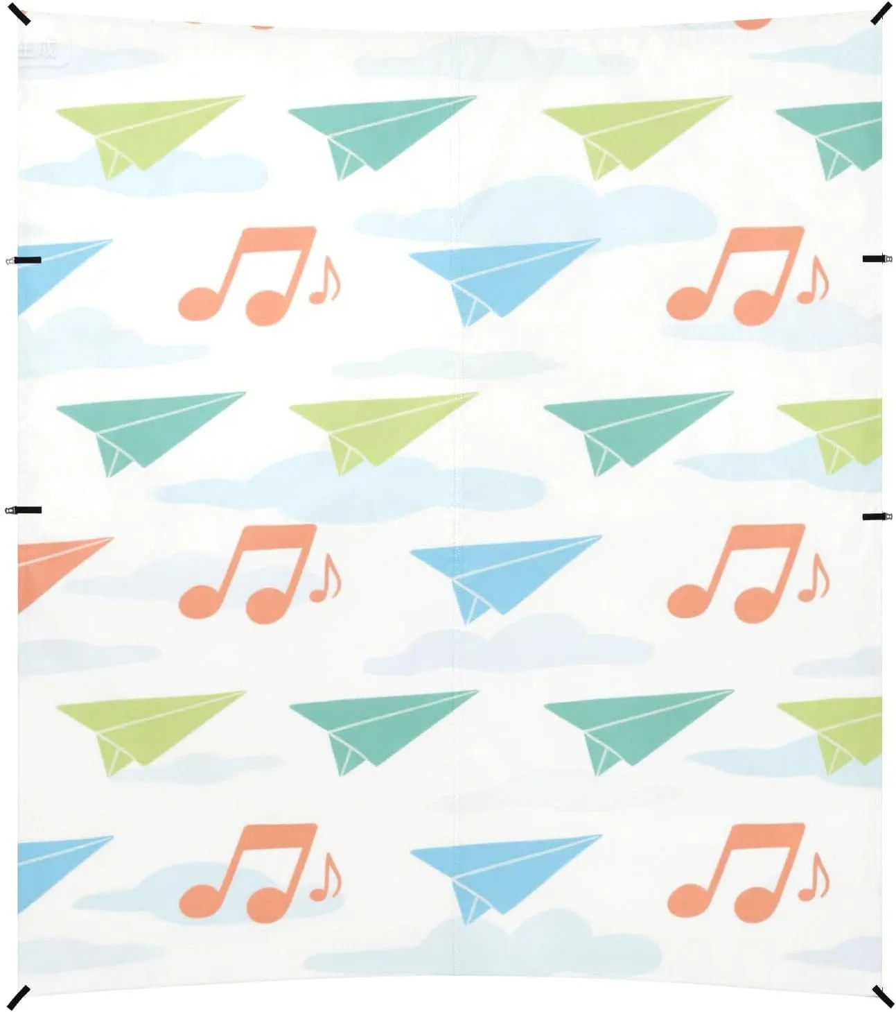 Colorful Paper Airplane Note Foldable Beach Cabana UPF50  Protection Easy Setup Sun Shade with Sturdy Poles, Sandbags and Shovel for Camping, Fishing, Backyard Fun