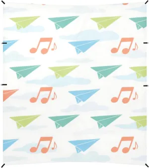 Colorful Paper Airplane Note Foldable Beach Cabana UPF50  Protection Easy Setup Sun Shade with Sturdy Poles, Sandbags and Shovel for Camping, Fishing, Backyard Fun