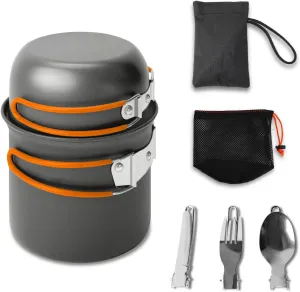 Compact Camping Cookware Set - Lightweight Backpacking Pots and Pans Kit for Camping, Hiking, Backpacking, Picnic and Other Outdoor Activities