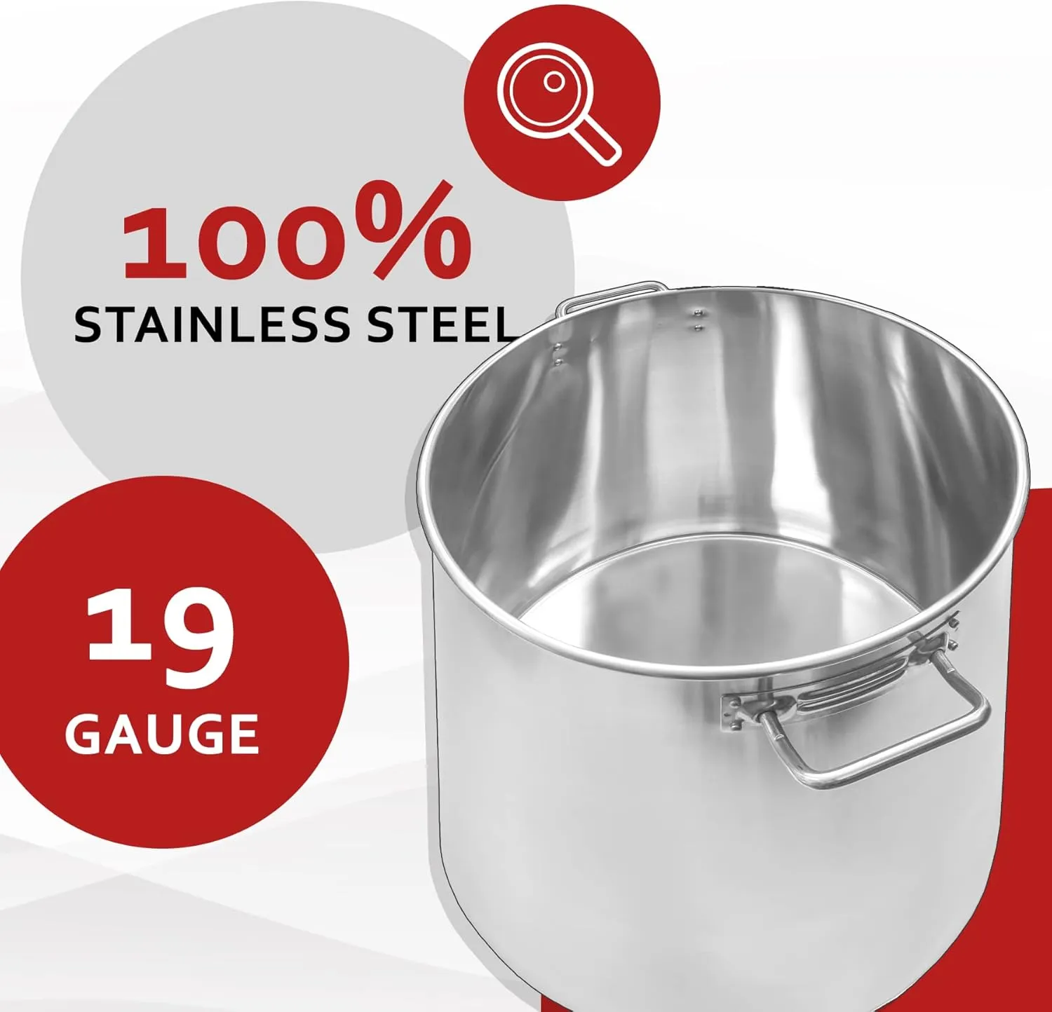 Concord Cookware Stainless Steel Stock Pot Kettle, 100-Quart