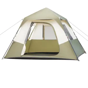 COOKCOK 6 Person Camping Tent, Setup in 60 Seconds, with Rainfly & Windproof, Tent with Carry Bag, Family Camping and Hiking, 120"L x 107.8"W x 65.9"H, Army Green & White