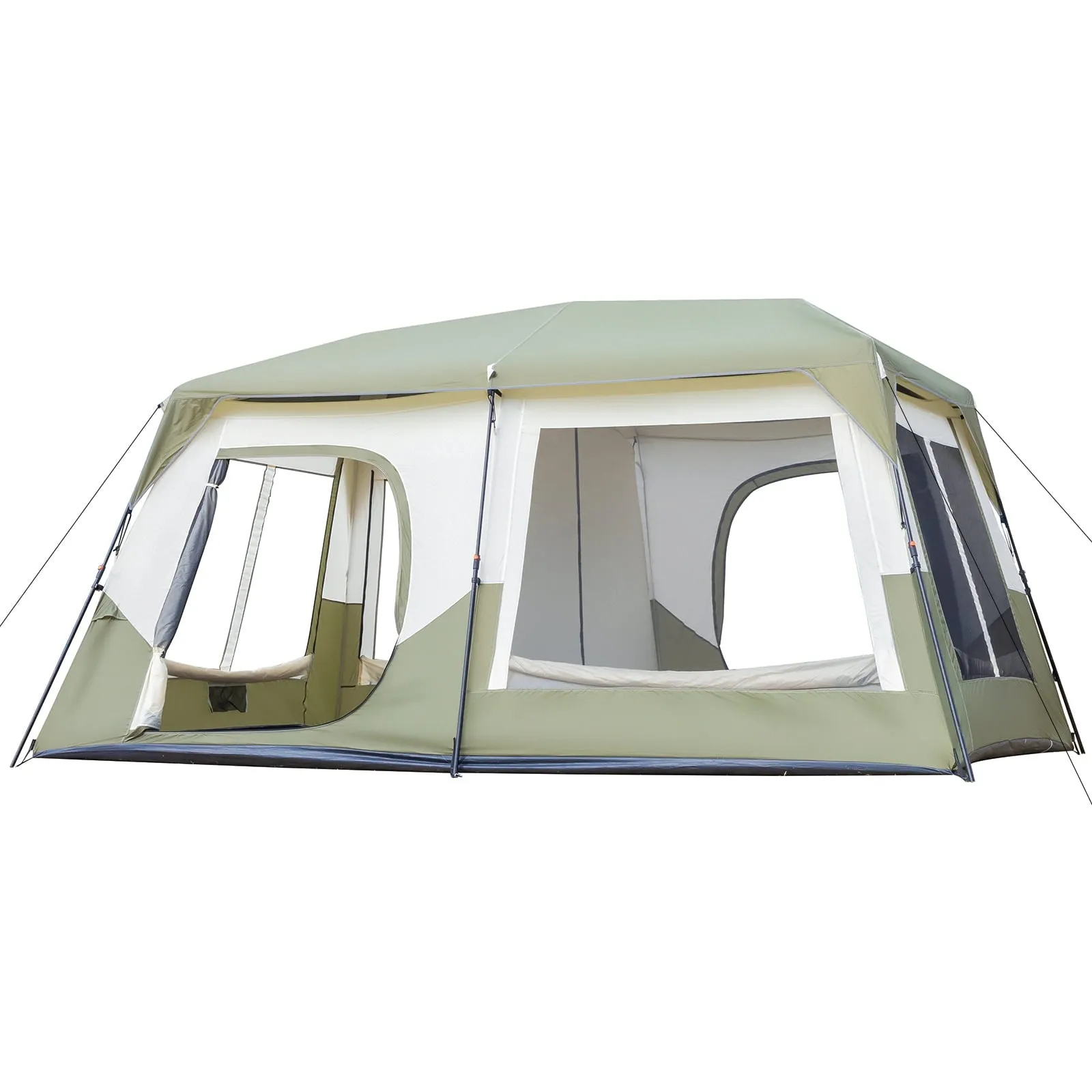 COOKCOK 6 Person Camping Tent, Setup in 60 Seconds, with Rainfly & Windproof, Tent with Carry Bag, Family Camping and Hiking, 120"L x 107.8"W x 65.9"H, Army Green & White
