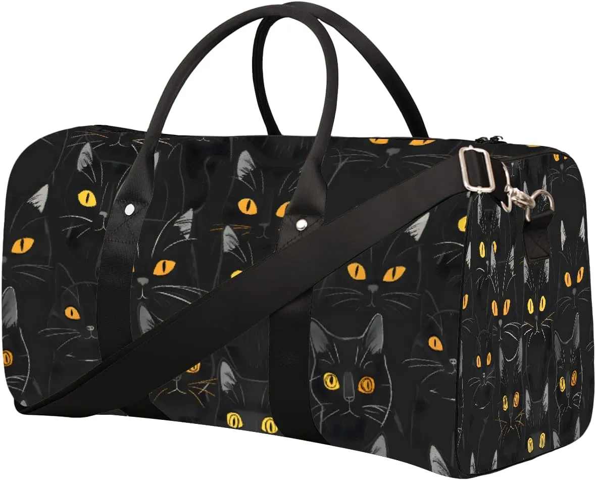 Cool Animal Cat Travel Duffel Bag for Women Men Small Sport Gym Bag Waterproof Weekender Overnight Lightweight Carry on Foldable Gym Bag for Training Swim Yoga Traveling Handbag
