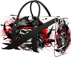 Cool Pirate Black Travel Duffel Bag for Women Men Small Sport Gym Bag Waterproof Weekender Overnight Lightweight Carry on Foldable Gym Bag for Training Swim Yoga Traveling Handbag