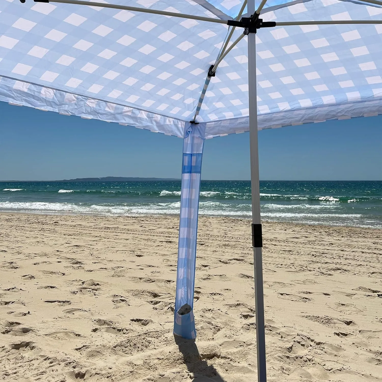 CoolCabana Beach Shade Tent - Easy Setup, UPF 50  Protection, Large & Medium Sizes, Compact & Wind Resistant - Beach Cabana for The Whole Family - Blue Gingham, Medium