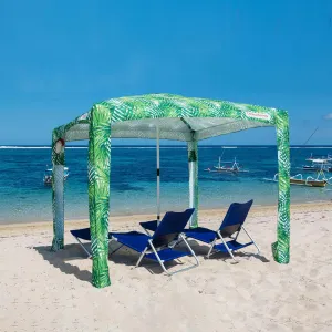 CoolCabana Beach Shade Tent - Easy Setup, UPF 50  Protection, Large & Medium Sizes, Compact & Wind Resistant - Beach Cabana for The Whole Family - Palms, Medium