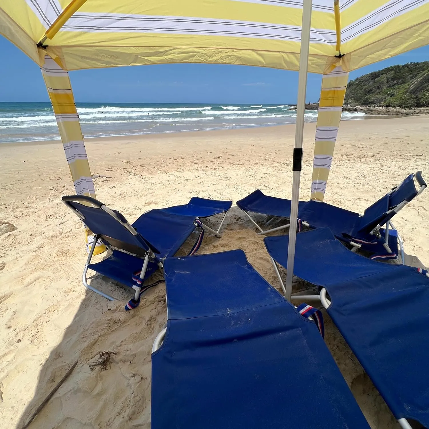 CoolCabana Beach Shade Tent - Easy Setup, UPF 50  Protection, Large & Medium Sizes, Compact & Wind Resistant - Beach Cabana for The Whole Family - St Tropez, Medium