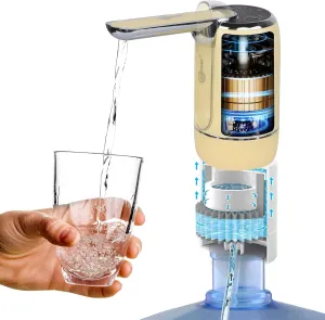CoolWAY 2-5 Gallon Water Bottle Electric Folding Water Pump with Replaceable Filter - Portable Water Filter for Camping, Outdoors, Home and Office, Emergency Storage Bucket Filtration System