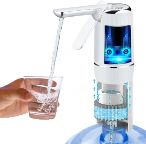 CoolWAY 5 Gallon Water Bottle Electric Water Pump with Replaceable Filter - Portable Water Dispenser for Camping, Outdoors, Home and Office, Emergency Storage Bucket Filtration