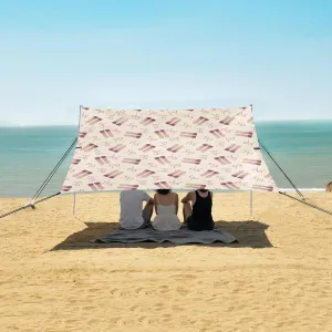 Cowgirl Boots Bowknot Pattern Beach Canopy Tent Anti-UV & Wind Resistant, Camping Sun Shelter Easy Setup Portable,Outdoor Shade Tents with Sandbags,Sand Shovels,Ground Pegs & Stability Poles