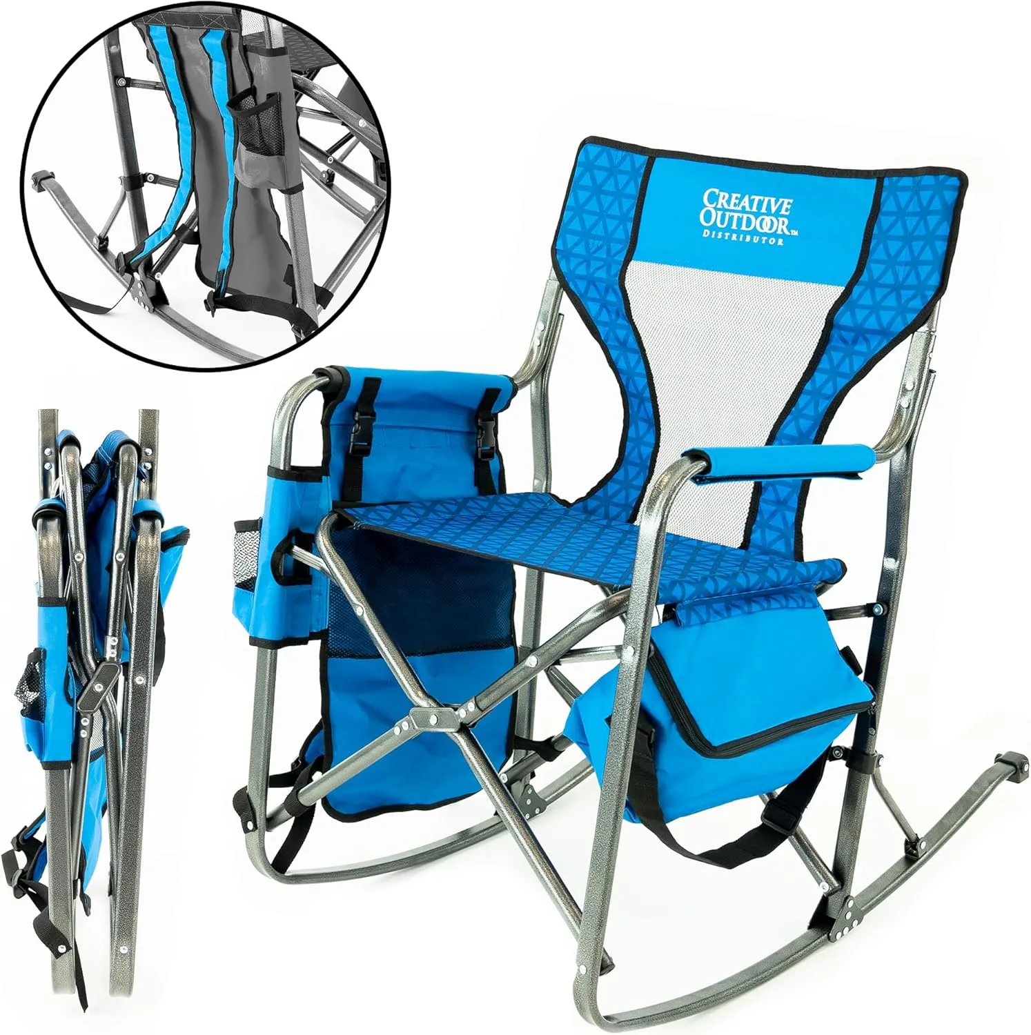 Creative Outdoor Collapsible Folding Rocking Director Chair | Camping Picnic Beach & Patio