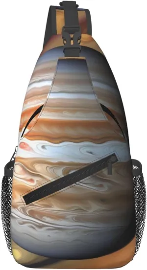 Cross Chest Bag Diagonally for Men and Women - Lightweight and Durable with High Storage Capacity Jupiter Landscape Pattern, Black, One Size