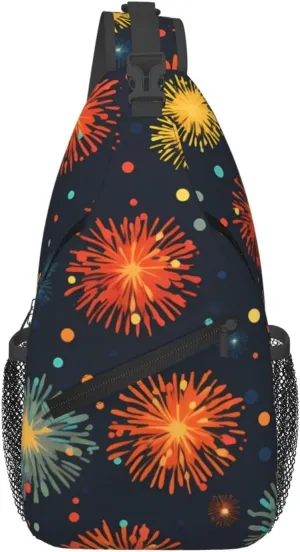 Cross Chest Bag Diagonally - Quality, Durable, and Spacious Shoulder Bag for Men and Women explosion firework Prints