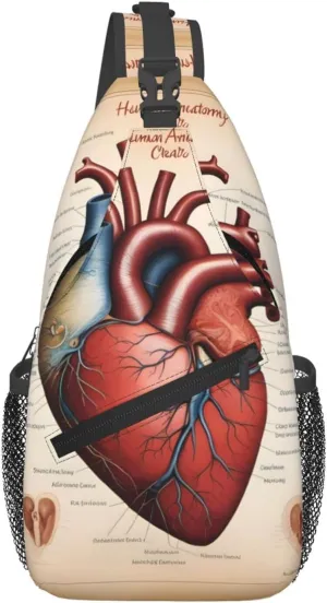 Cross Chest Bag Diagonally - Quality, Durable, and Spacious Shoulder Bag for Men and Women Human Anatomy Heart Chart Prints