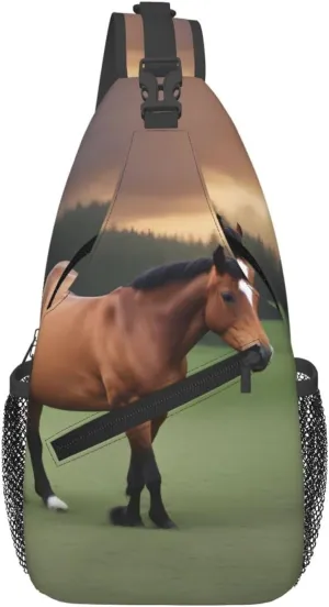 Cross Chest Bag Diagonally - Quality, Durable, and Spacious Shoulder Bag for Men and Women Nature Scenic Horse Printing
