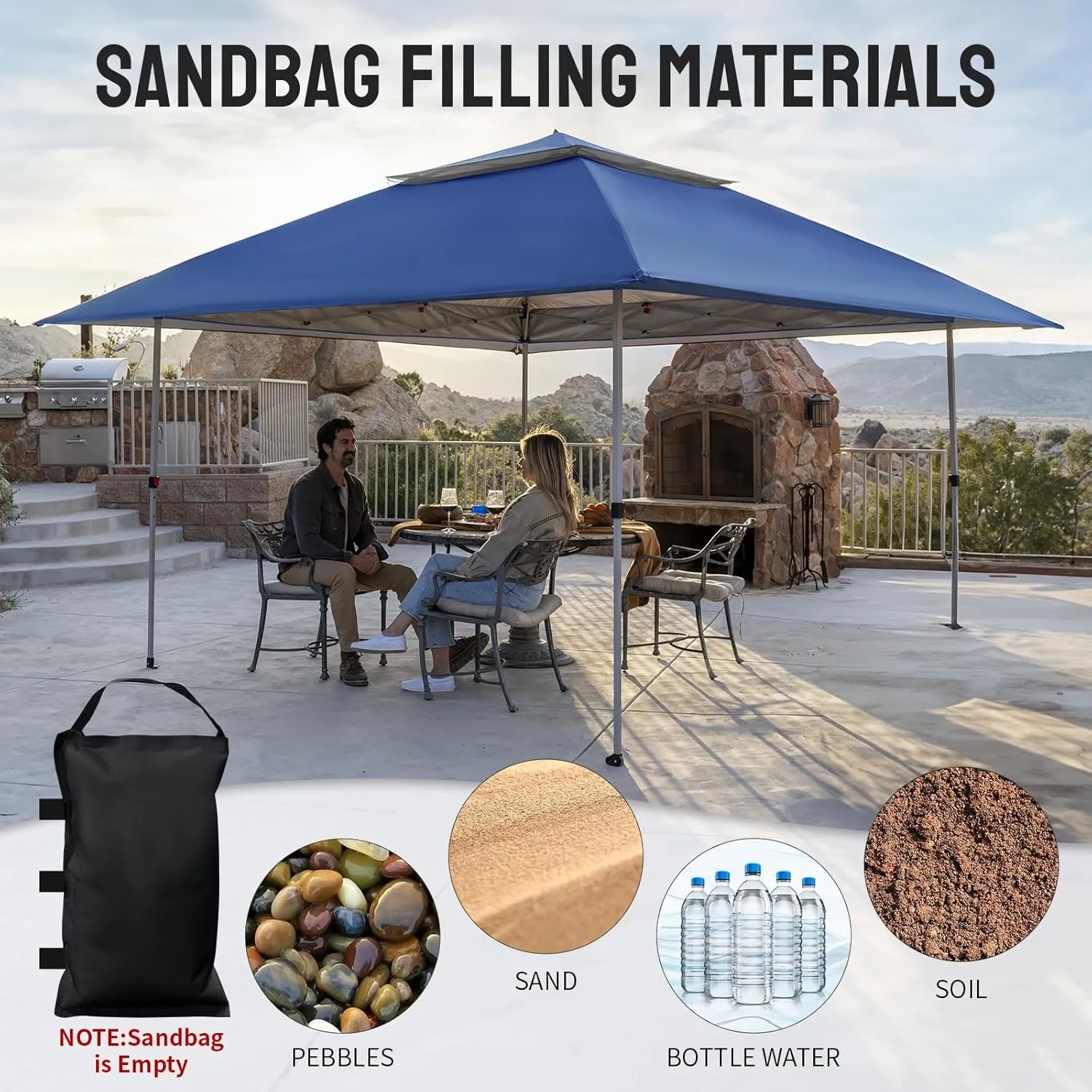 CROWN SHADES 13x13 Pop Up Gazebo, Canopy Tent, Gazebos on Clearance - Outdoor Gazebo for Backyard & Patio Furniture - Carpa Pop Up Tent with Wheeled STO-N-Go Cover Bag (Blue)