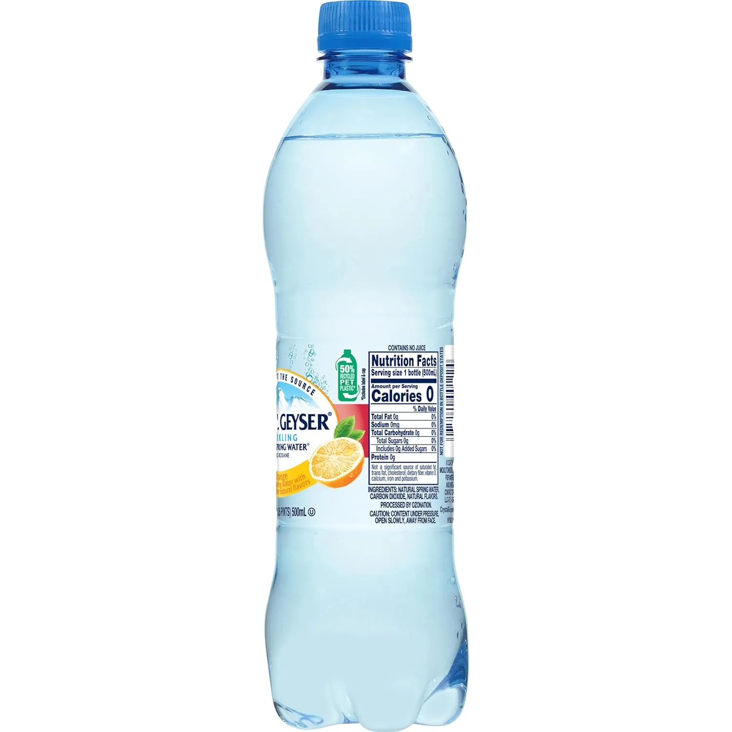 Crystal Geyser Sparkling Orange Alpine Natural Spring Water, 24-Pack, 16.9oz Bottles, Zero Calories and No Sweeteners, Naturally Flavored, Bottled at The Source