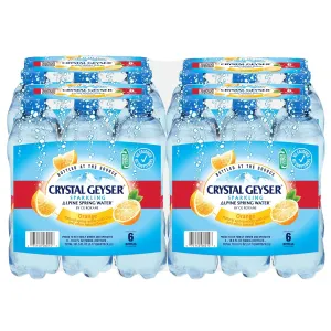 Crystal Geyser Sparkling Orange Alpine Natural Spring Water, 24-Pack, 16.9oz Bottles, Zero Calories and No Sweeteners, Naturally Flavored, Bottled at The Source