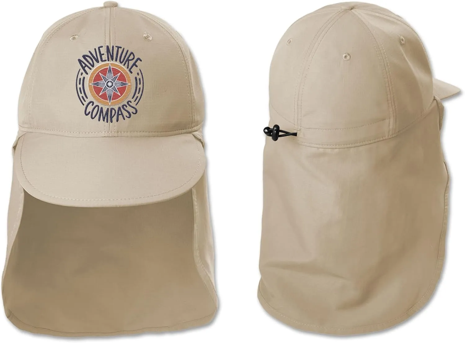 Custom Embroidered Sun Hat Ear&Neck Flap Adjustable UPF 30  UV Protection Hiking Safari Fishing Hats for Women and Men