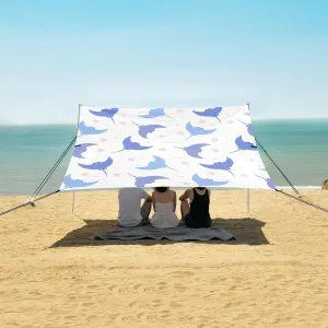 Cute Blue Stingray Beach Canopy Tent Anti-UV & Wind Resistant, Camping Sun Shelter Easy Setup Portable,Outdoor Shade Tents with Sandbags,Sand Shovels,Ground Pegs & Stability Poles
