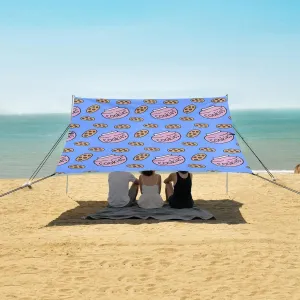 Cute Cookies Beach Canopy Tent Anti-UV & Wind Resistant, Camping Sun Shelter Easy Setup Portable,Outdoor Shade Tents with Sandbags,Sand Shovels,Ground Pegs & Stability Poles