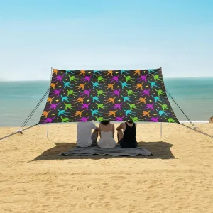 Cute Green Frog Dancing Beach Camping Tent Sun Shelter for Whole Family, Beach Shade Canopy with UPF50  UV Protection,Easy Set Up and Carry,Outdoor Shade for Trips, Fishing, Backyard Fun Picnic