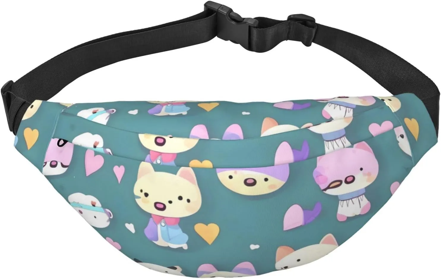 Cute Little Fox Men'S And Women'S Waist Pack, Crossbody Bag With Adjustable Belt For Running, Traveling, Sports, Hiking