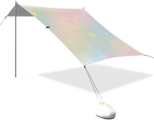 Cute Pink Heart Designed UPF50  Beach Canopy Water-Resistant Large Sun Shelter with Sandbags & Sand Shovel for Family Trips, Picnics & Camping toldos para Playa