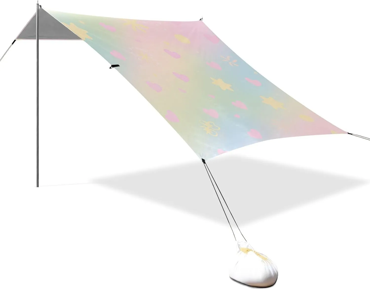 Cute Pink Heart Designed UPF50  Beach Canopy Water-Resistant Large Sun Shelter with Sandbags & Sand Shovel for Family Trips, Picnics & Camping toldos para Playa
