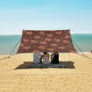 Cute Poop Circle Pattern Beach Canopy Tent Anti-UV & Wind Resistant, Camping Sun Shelter Easy Setup Portable,Outdoor Shade Tents with Sandbags,Sand Shovels,Ground Pegs & Stability Poles