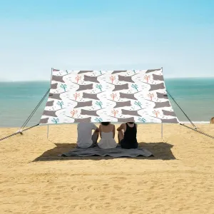 Cute Stingrays Beach Canopy Tent Anti-UV & Wind Resistant, Marine Life Camping Sun Shelter Easy Setup Portable,Outdoor Shade Tents with Sandbags,Sand Shovels,Ground Pegs & Stability Poles