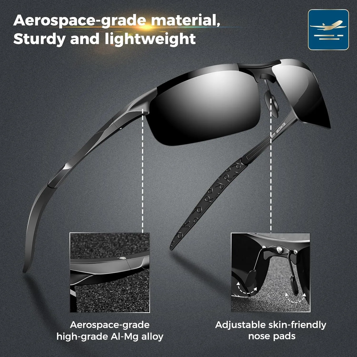 DADA-PRO Polarized Sunglasses Men Sport Driving Sun Glasses Ultralight Al-Mg Mirrored Shades UV400 Protection