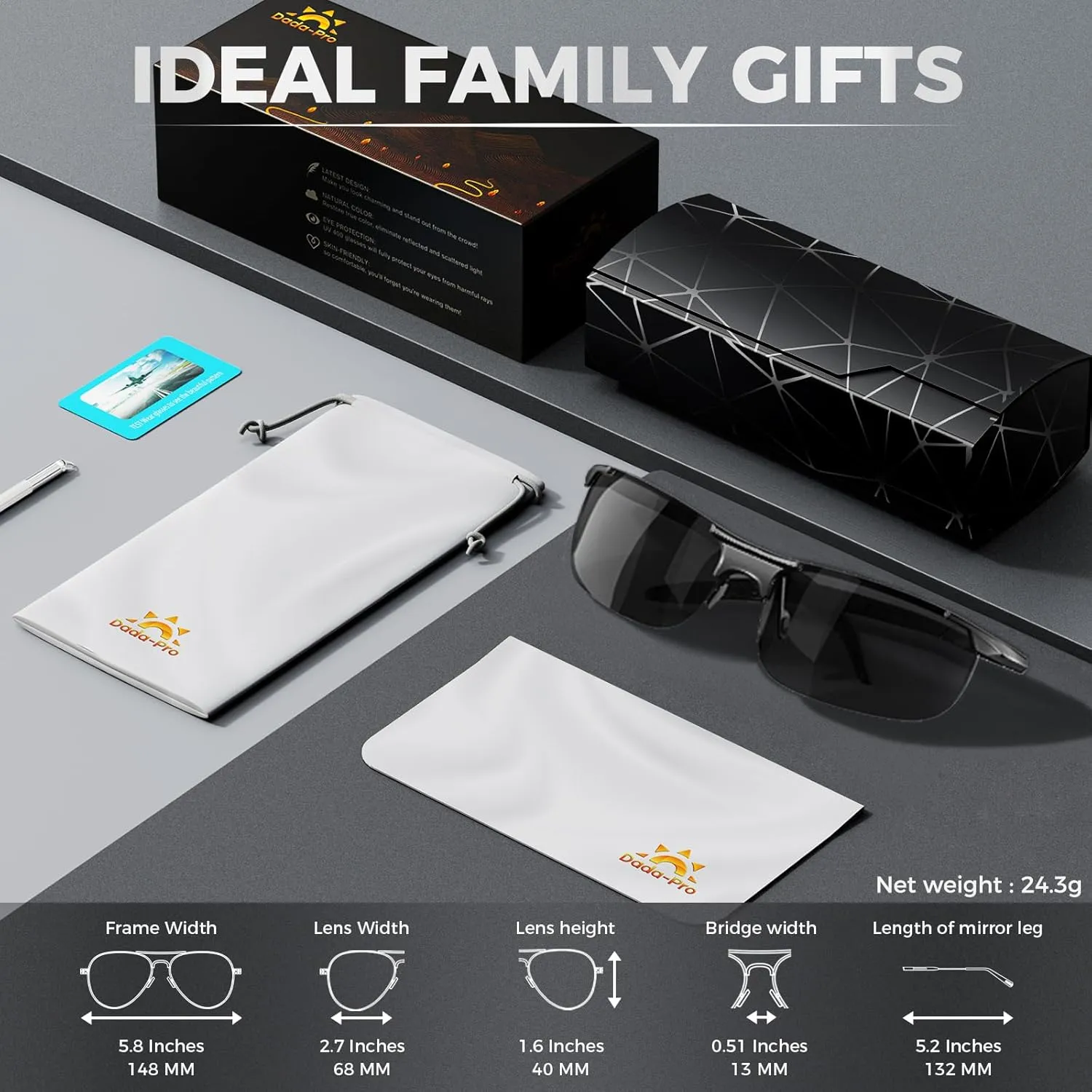 DADA-PRO Polarized Sunglasses Men Sport Driving Sun Glasses Ultralight Al-Mg Mirrored Shades UV400 Protection